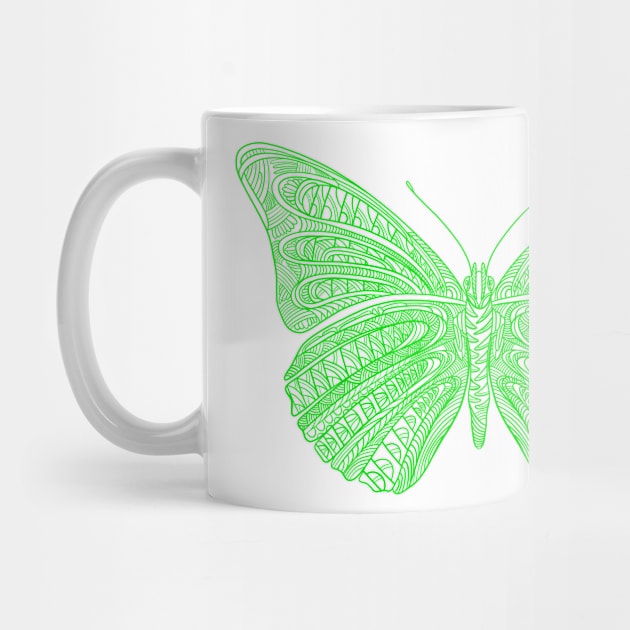 Butterfly design created using line art - green version by DaveDanchuk